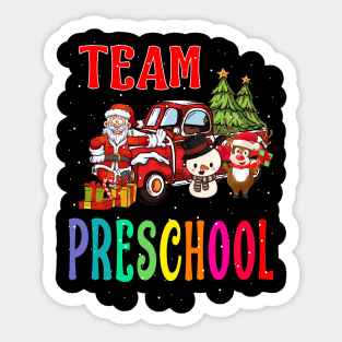 Team Preschool Santa And Reindeer Christmas Sticker